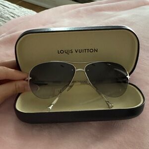 Louis Vuitton Black and Silver Aviator Sunglasses